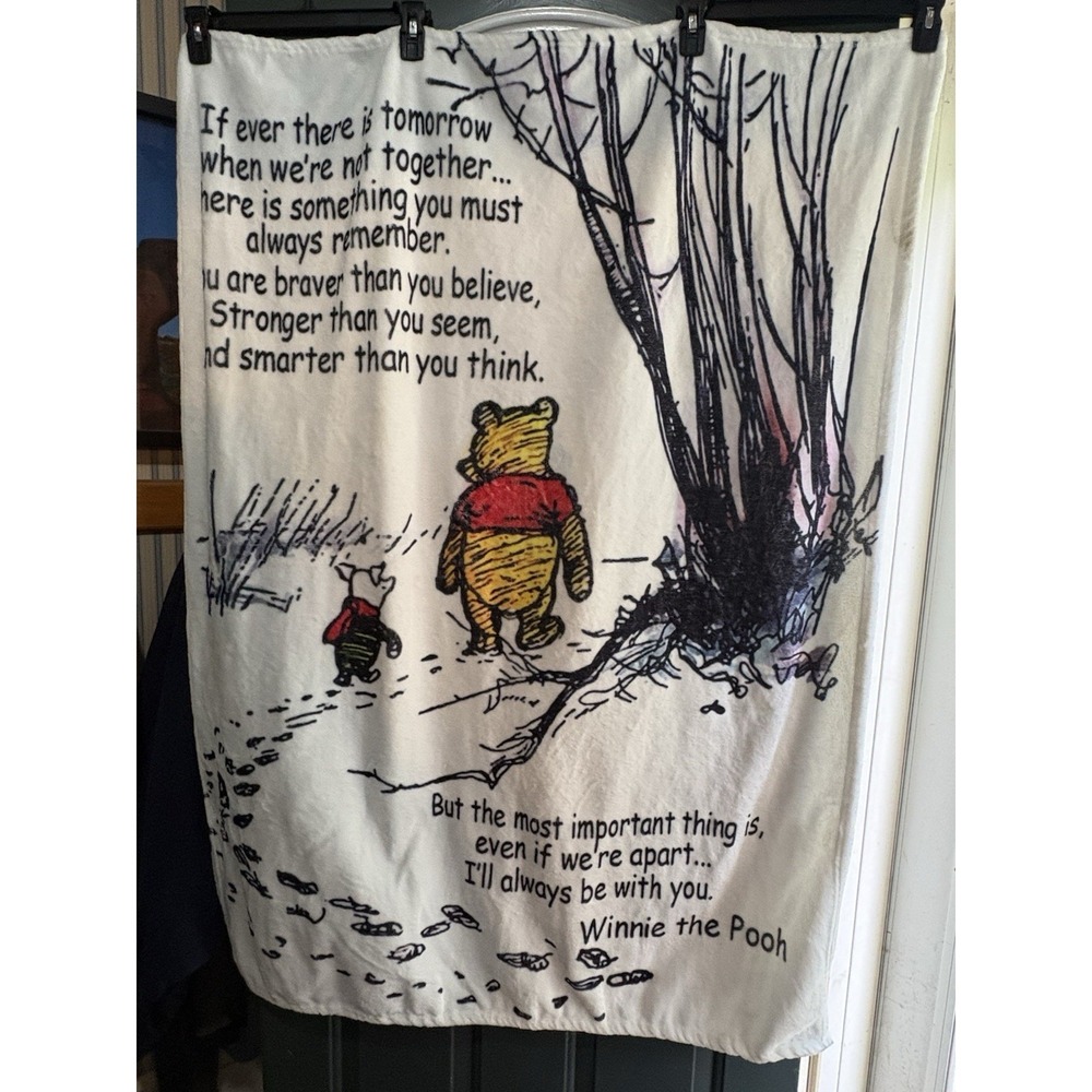 Disney Winnie the Pooh Throw Blanket Quote Soft Plush 38x48 Piglet